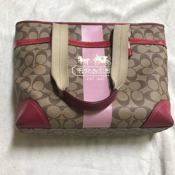 Coach Signature Pink Tote Bag - Picture 7 of 8